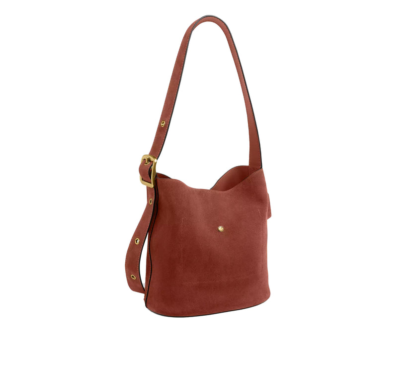 Coach Women's Bleecker Bucket Bag Suede/Brass/Clay