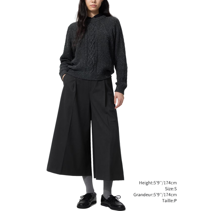 Uniqlo Unisex Pleated Culotte 09 Black