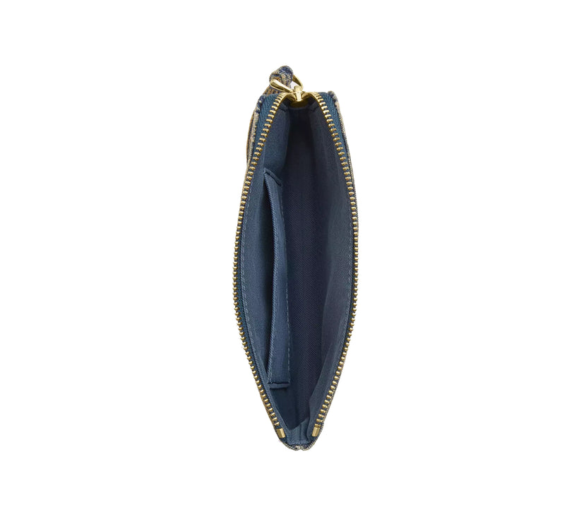 Coach Women's Corner Zip Wristlet In Signature Regenerative Cotton Denim Gold/Denim