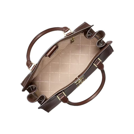 Michael Kors Women's Landon Medium Leather Satchel Bag Nutmeg/Gold