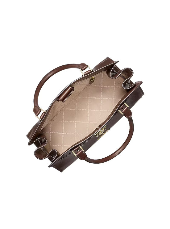 Michael Kors Women's Landon Medium Leather Satchel Bag Nutmeg/Gold