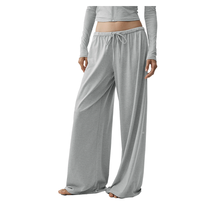 alo Women's Alosoft Mid-Rise Finesse Wide Leg Sweatpant Vintage Athletic Heather