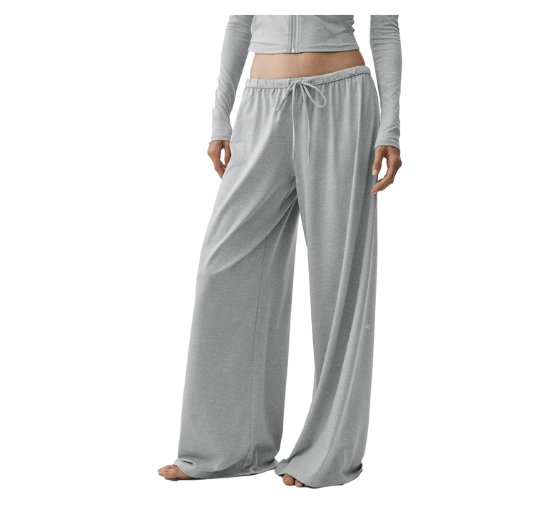 alo Women's Alosoft Mid-Rise Finesse Wide Leg Sweatpant Vintage Athletic Heather
