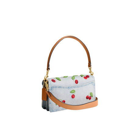 Coach Women's Tabby Shoulder Bag 26 With Cherry Embroidery Brass/Denim