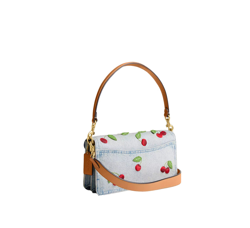 Coach Women's Tabby Shoulder Bag 26 With Cherry Embroidery Brass/Denim