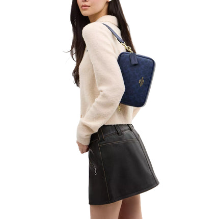 Coach Women's Carey Crossbody Bag In Signature Canvas Gold/Navy