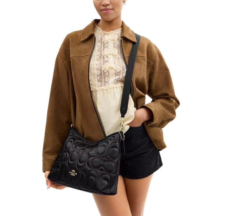 Coach Women's Reversible Strap Gold/Black Dark Stone