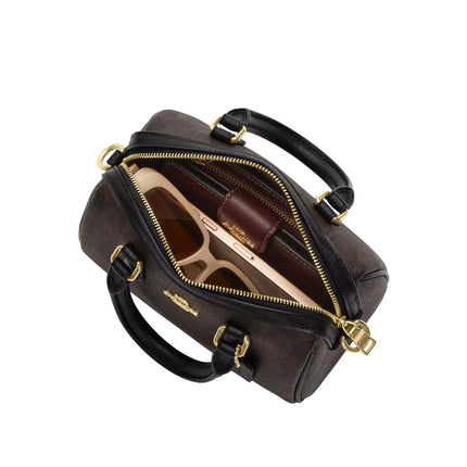 Coach Women's Mini Rowan Crossbody Bag In Signature Canvas Gold/Walnut/Black
