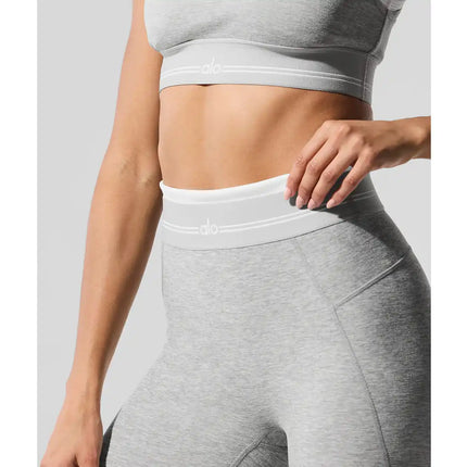 alo Women's Alosoft High-Waist 7/8 Better Together Legging Athletic Heather Grey/White