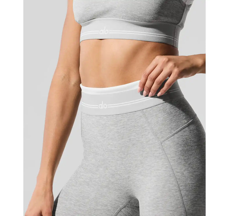 alo Women's Alosoft High-Waist 7/8 Better Together Legging Athletic Heather Grey/White
