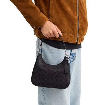 Coach Unisex Nolan Hobo Bag In Signature Canvas Black