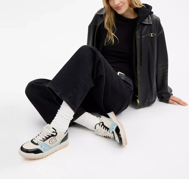 Coach Women's Soho Sneaker With Patent Signature Sea Mist/Black