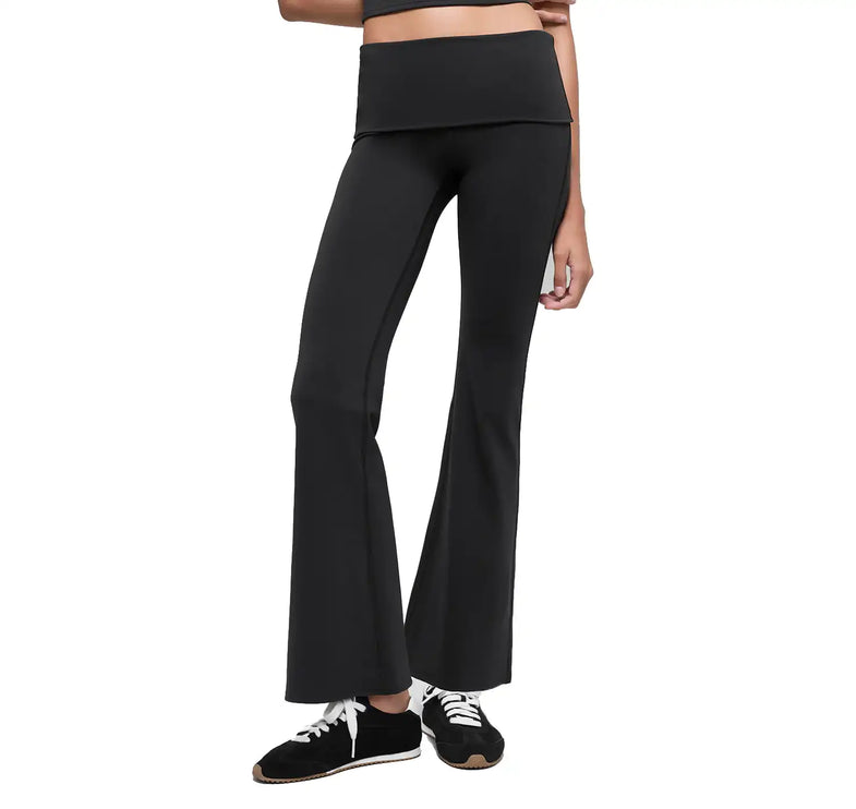 alo Women's ALO Softsculpt 7/8 Foldover Flare Legging Black