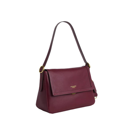 Coach Women's Etta Flap Bag Gold/Dark Cherry