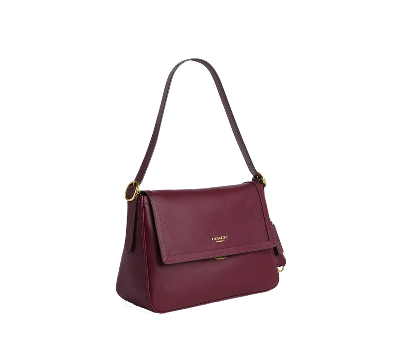 Coach Women's Etta Flap Bag Gold/Dark Cherry