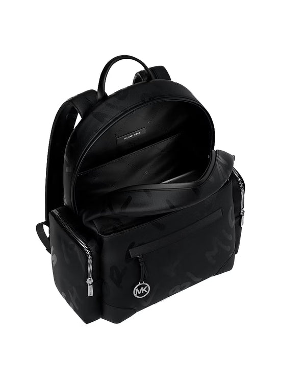 Michael Kors Women's Prescott Large Printed Nylon Backpack Black