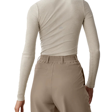alo Women's Ribbed Modal Long Sleeve Oatmeal Heather