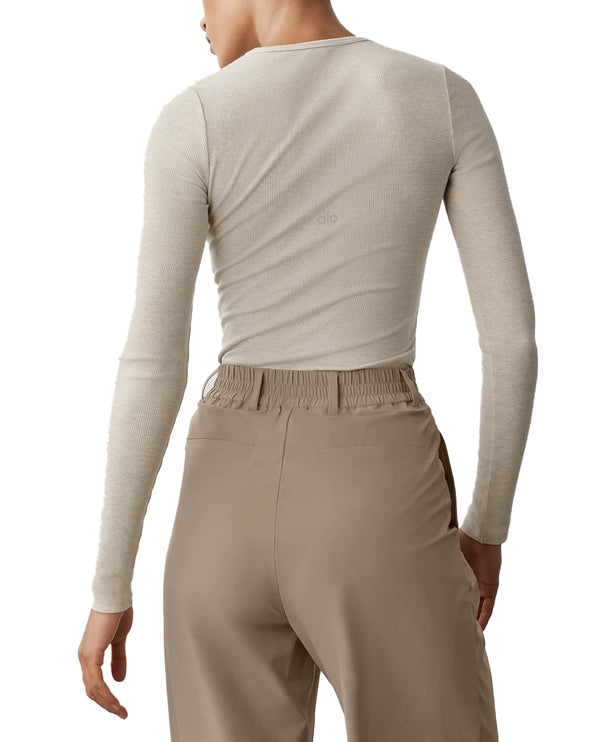 alo Women's Ribbed Modal Long Sleeve Oatmeal Heather
