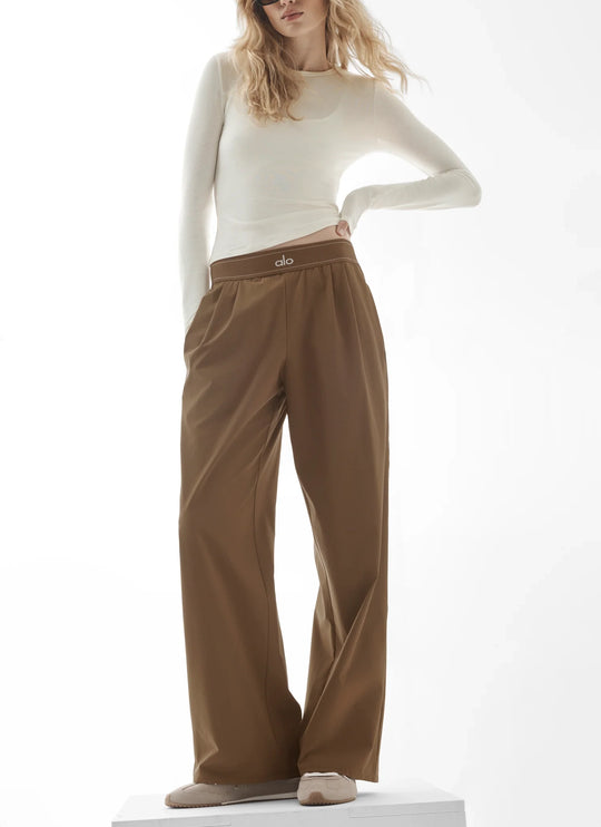 alo Women's Suit Up Trouser (Long) Java Brown