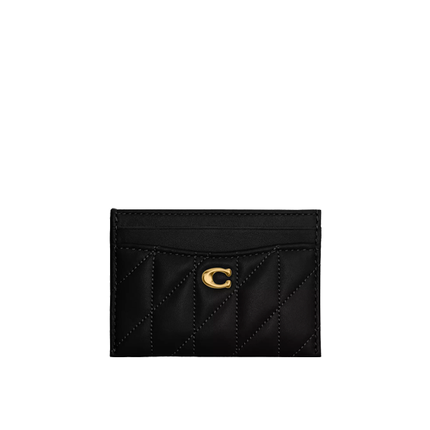 Coach Women's Essential Card Case With Pillow Quilting Brass/Black