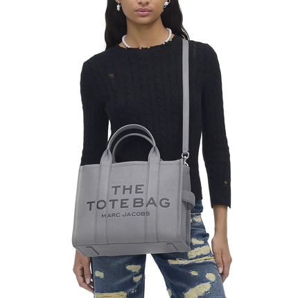 Marc Jacobs Women's The Leather Medium Tote Bag Wolf Grey - Hemen Kargoda