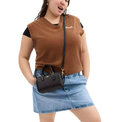 Coach Women's Mini Rowan Crossbody Bag In Signature Canvas Gold/Walnut/Black