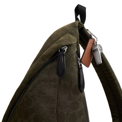 Coach Unisex Lachlan Sling In Signature Nylon Dark Moss