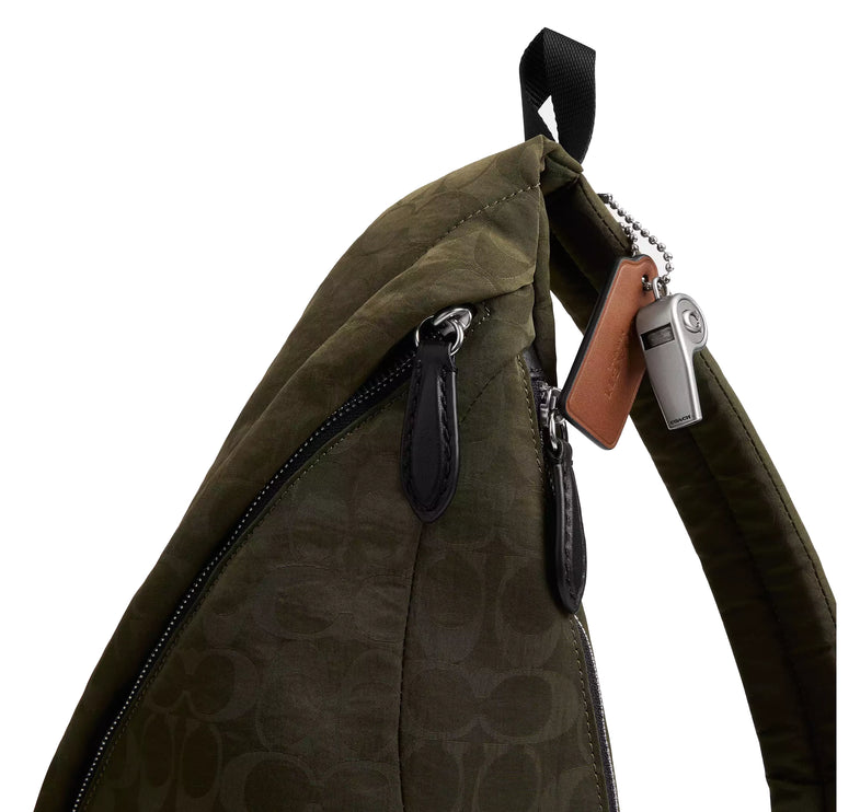 Coach Unisex Lachlan Sling In Signature Nylon Dark Moss
