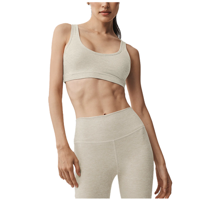 alo Women's Alosoft Center Stage Bra Oatmeal Heather