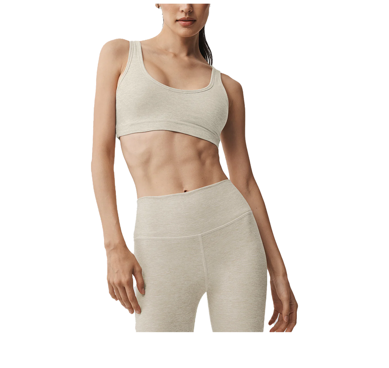 alo Women's Alosoft Center Stage Bra Oatmeal Heather