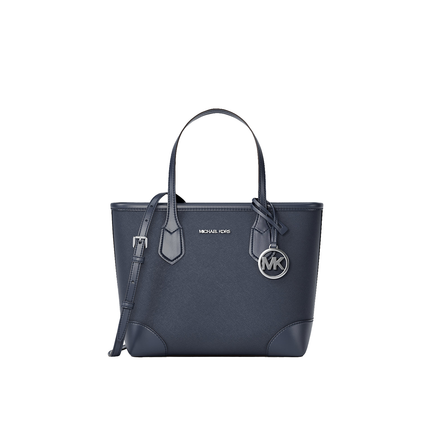 Michael Kors Women's Eva Extra-Small Saffiano Leather Convertible Tote Bag Navy/Silver