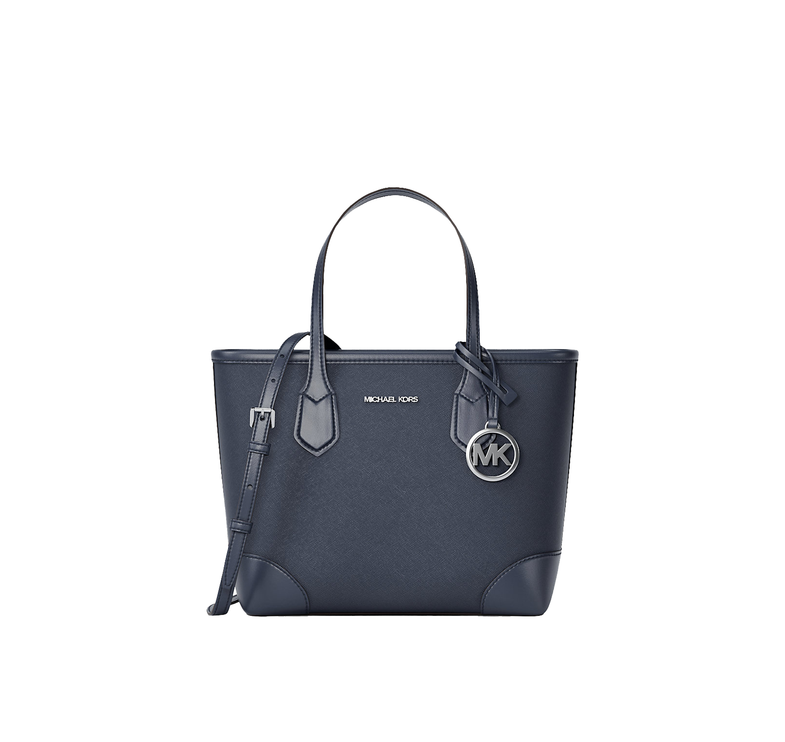 Michael Kors Women's Eva Extra-Small Saffiano Leather Convertible Tote Bag Navy/Silver