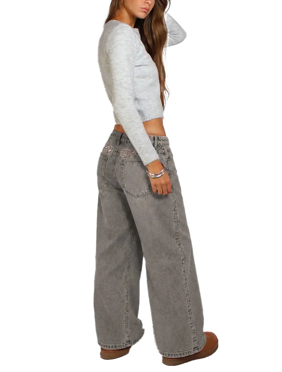 Subdued Women's Wings Low-Waist Jeans Light Gray