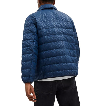 Coach Men's Lightweight Down Jacket In Recycled Polyester Washed Navy
