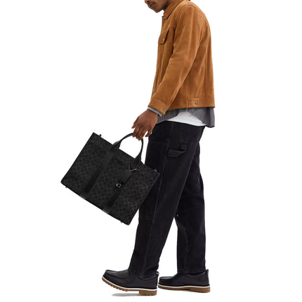 Coach Unisex Wesley Tote In Signature Canvas Black