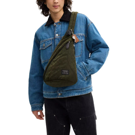 Coach Unisex Lachlan Sling In Signature Nylon Dark Moss