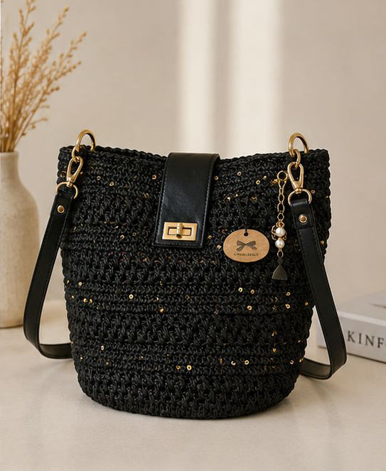 Sienna D’or Noir Éclat Grand Handwoven Black - Hemen Kargoda