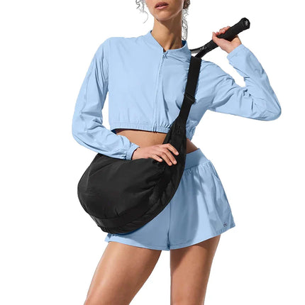 alo Women's Cropped Breezy Full-Zip Cover Up Seashell Blue