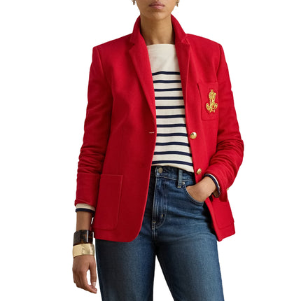 Polo Ralph Lauren Women's Bullion Jacquard Blazer Cruise Red