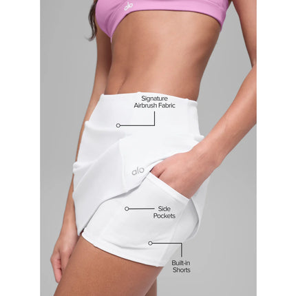 alo Women's Airbrush High-Waist Good Form Tennis Skirt White
