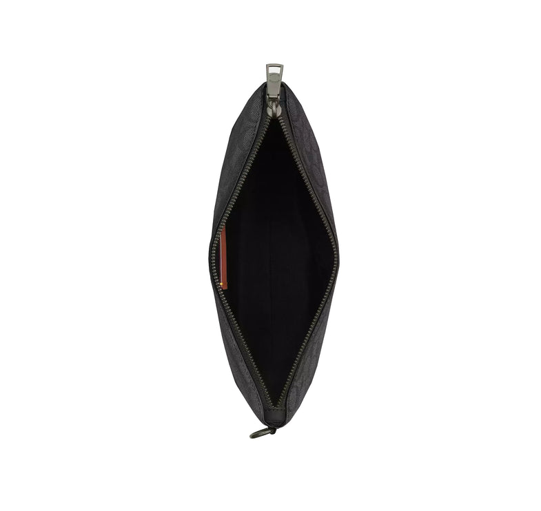 Coach Unisex Pouch In Signature Canvas Gunmetal/Charcoal/Black