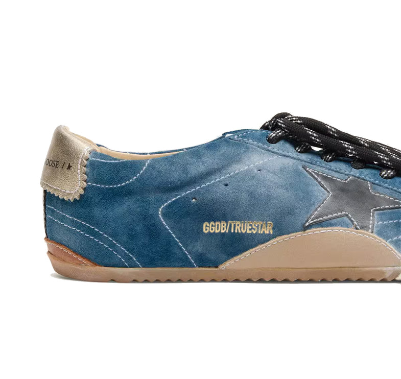 Golden Goose Women's True Star in Teal Suede with Black Star and Cream