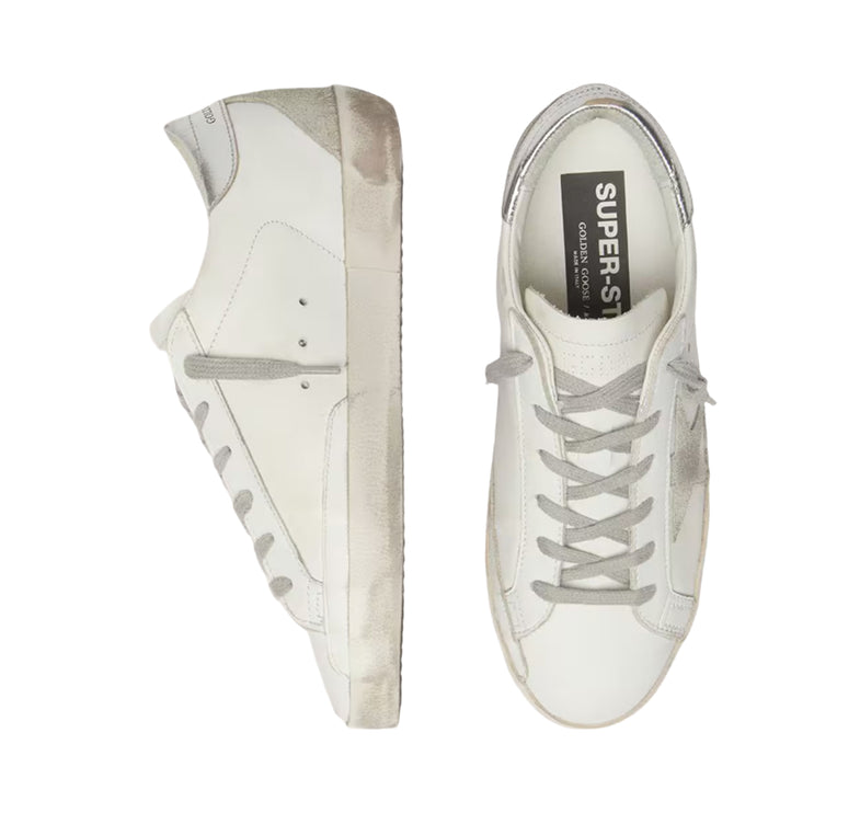 Golden Goose Women's Super Star with Silver Heel Tab and Metal Stud Lettering