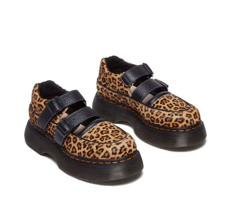 Dr. Martens Women's Buzz Leopard Mary Jane Shoes Light Tan