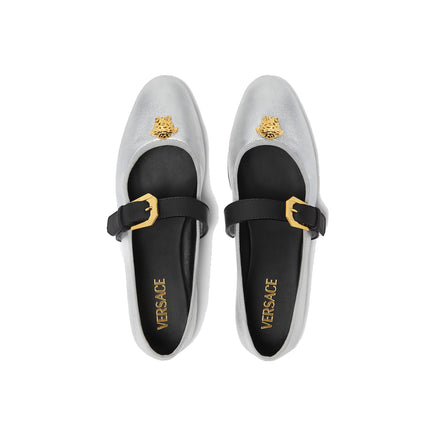 Versace Women's La Medusa Metallic Ballerinas Black/Silver