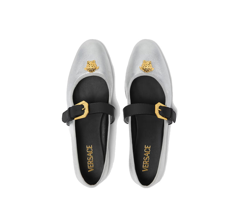Versace Women's La Medusa Metallic Ballerinas Black/Silver