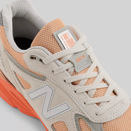 New Balance Made in USA 990v4 Moonbeam with Tangerine Heat and Dried Orange U990MO4