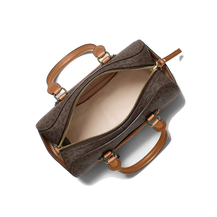 Michael Kors Women's Jet Set Travel Extra-Small Signature Logo Duffel Crossbody Bag Brown/Acorn