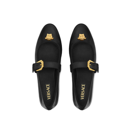 Versace Women's La Medusa Nappa Ballerinas Black