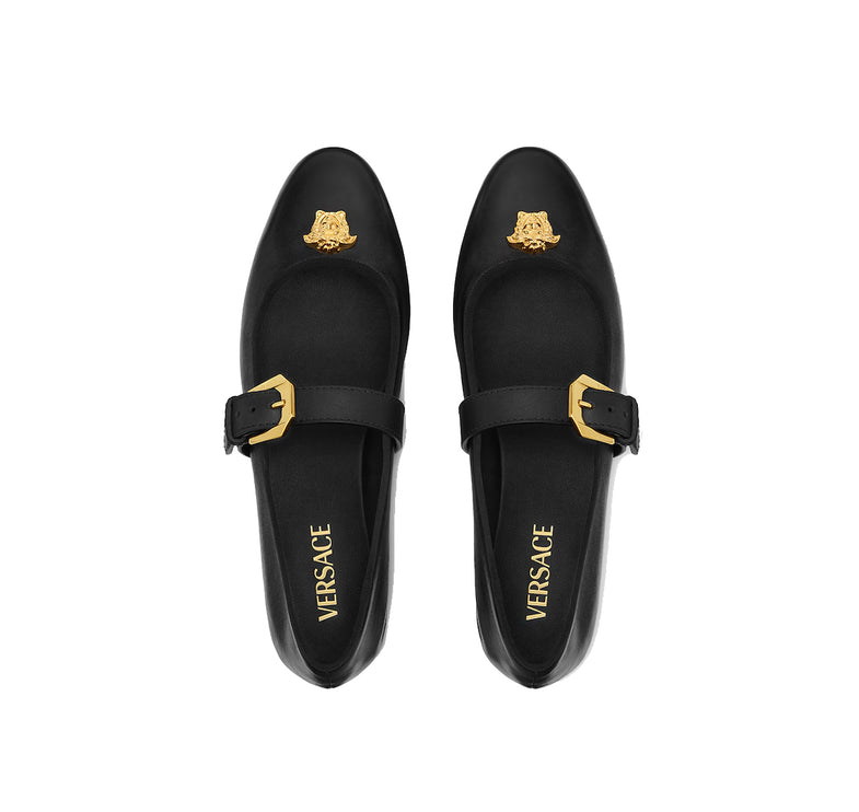 Versace Women's La Medusa Nappa Ballerinas Black